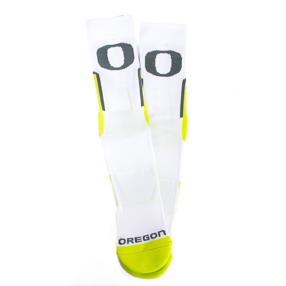 Classic Oregon O, Donegal Bay, White, Crew, Polyester Blend, Accessories, Unisex, Neon Yellow, Sports Performance, Dock, 511248